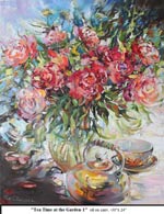 Tea Time at the Garden-1, Oil on Canvas